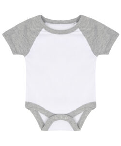Essential short-sleeved baseball bodysuit White/Heather Grey