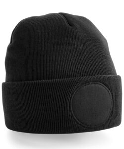 Circular patch beanie Black