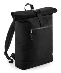 Recycled rolled-top backpack Black