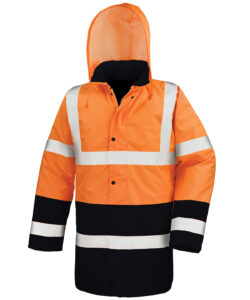 Motorway two-tone safety coat Fluorescent Orange/Black