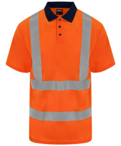 High visibility polo HV Orange/Navy