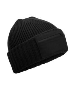 Zip patch beanie Black