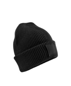 Kids deep cuffed tonal patch beanie Black