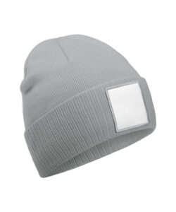 Appliqué patch beanie Ash/White