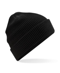 Organic cotton waffle beanie Black