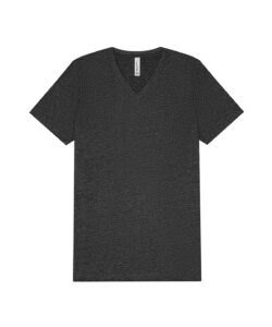 Unisex heather CVC short sleeve v-neck tee Dark Grey Heather