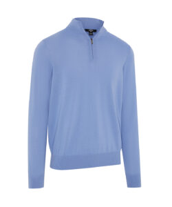 1/4-zip merino blend sweater Mid Vista Blue