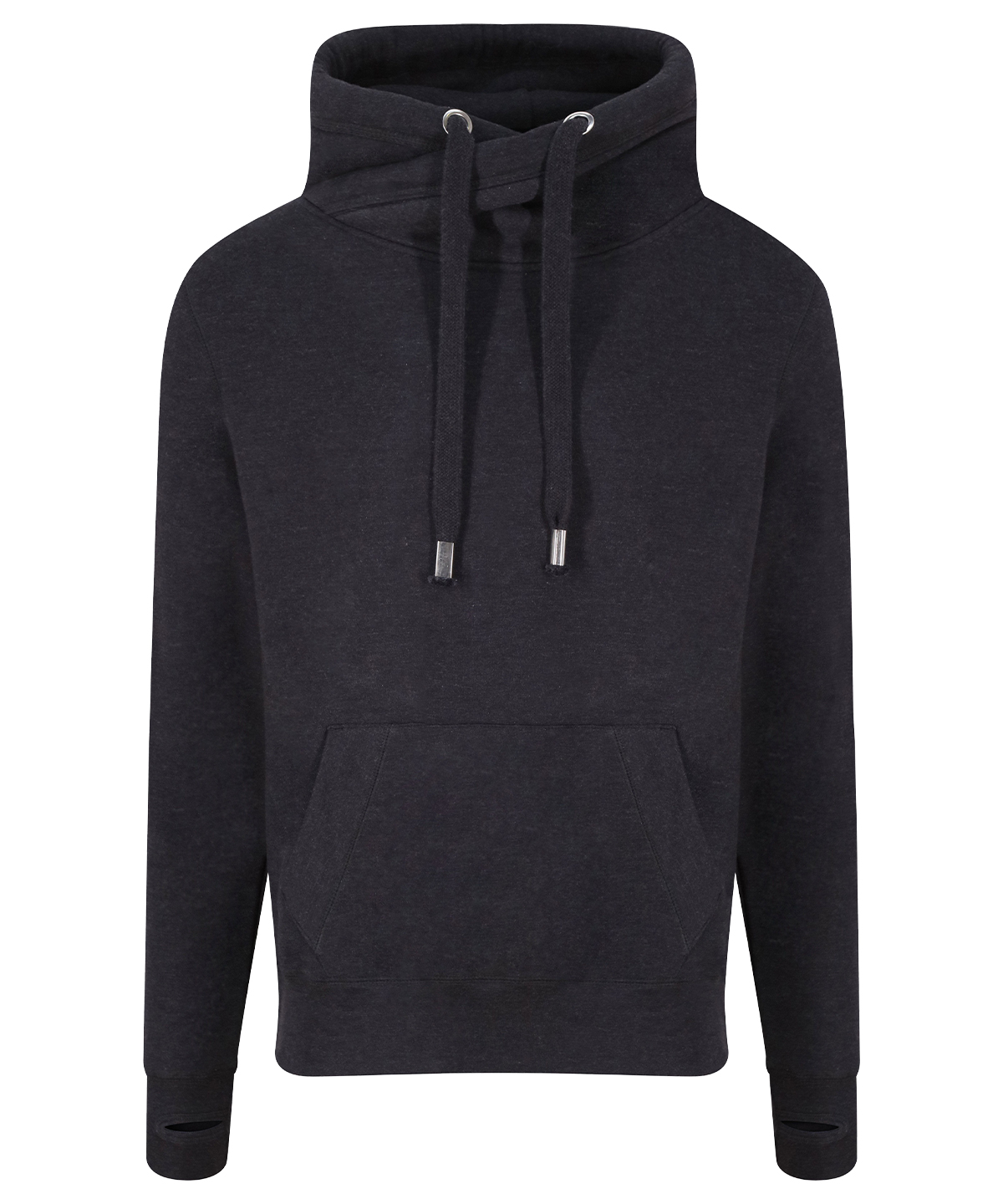Cross neck hoodie Black Smoke