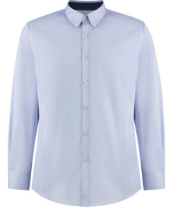 Contrast premium Oxford shirt (button-down collar) long-sleeved (tailored fit) Light Blue/Navy