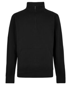 Regular fit 1/4-zip piqué sweatshirt Black