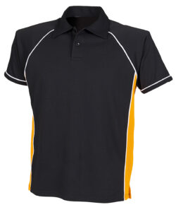 Piped performance polo Black/Amber/White