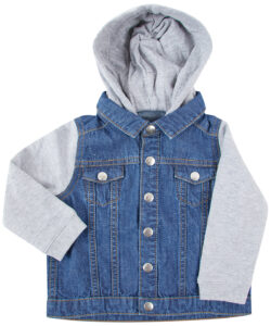 Denim jacket with fleece hood and sleeves Blue