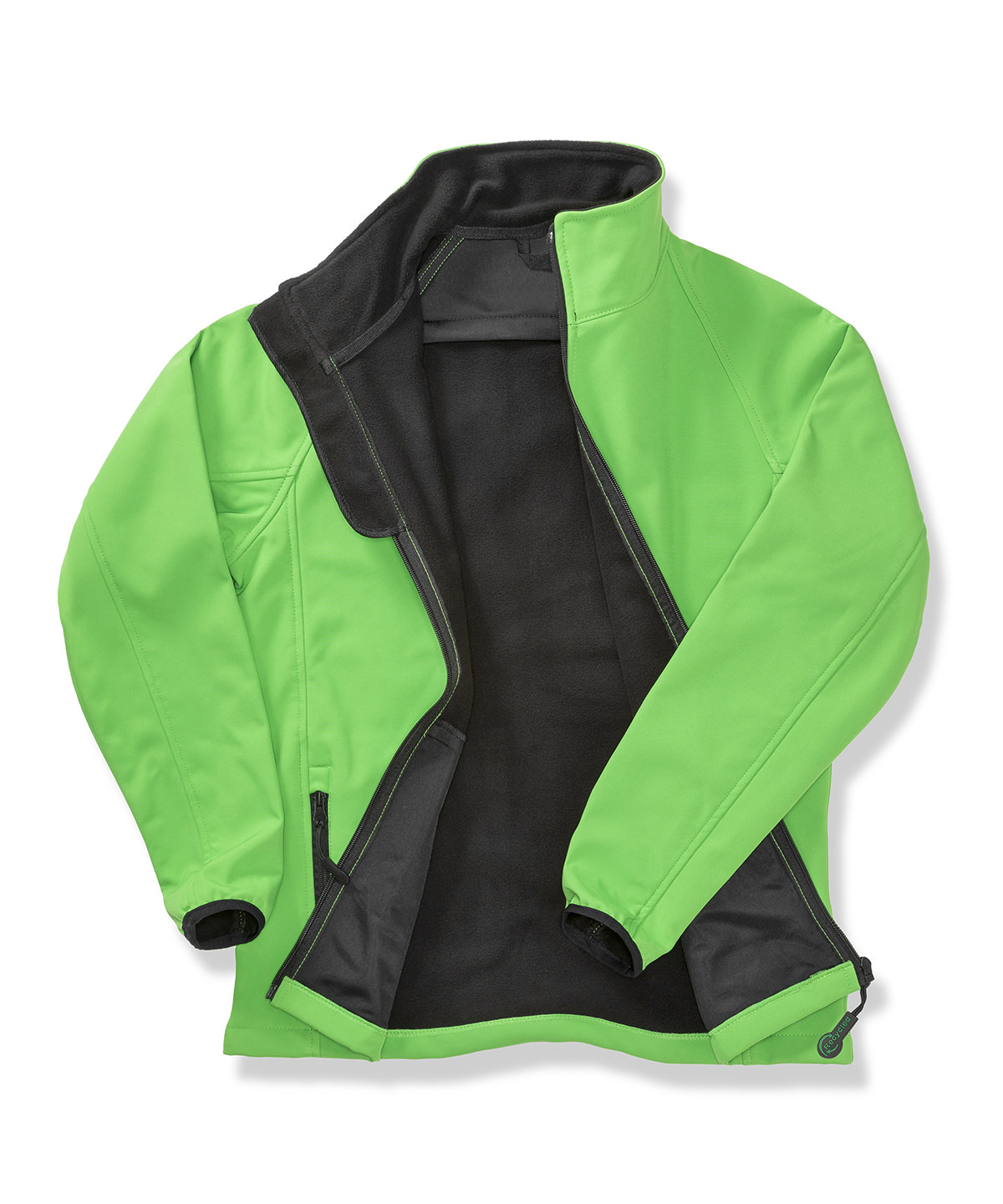 Womens printable softshell with recycled fleece inner Vivid Green/Black