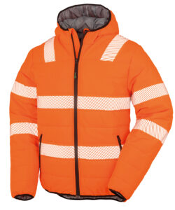 Recycled ripstop padded safety jacket Fluorescent Orange