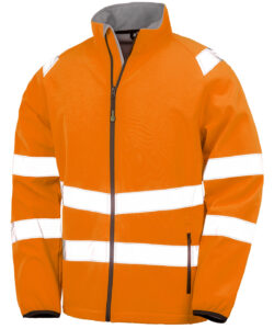 Recycled 2-layer printable safety softshell Fluorescent Orange