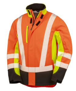 Recycled 3-layer printable 3-tone safety softshell Fluorescent Yellow/Fluorescent Orange/Black