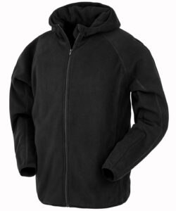Recycled hooded microfleece jacket Black