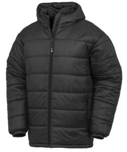 Recycled hooded padded parka Black