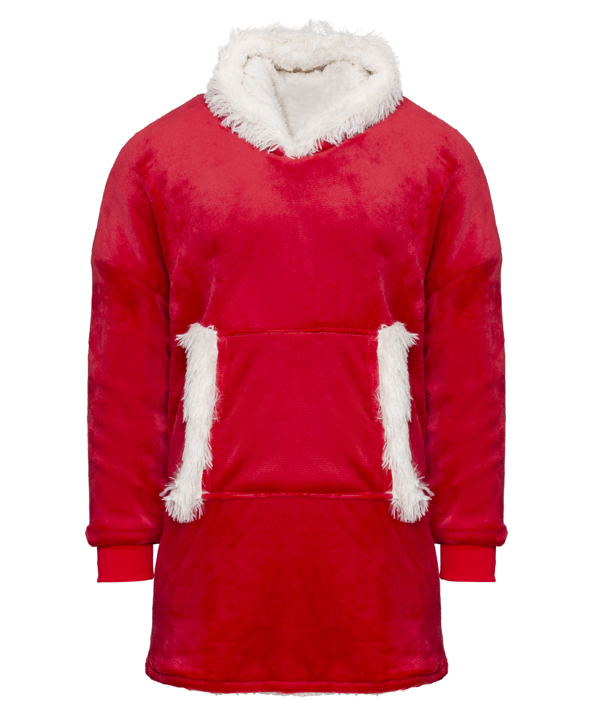 The Ribbon oversized cosy reversible sherpa hoodie Red/White