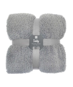 The Ribbon teddy bear fabric throw Grey
