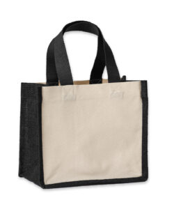 Jute canvas panel shopper Natural/Black