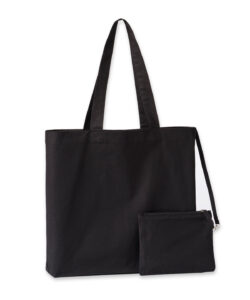 Cruise recycled tote with detachable purse Black