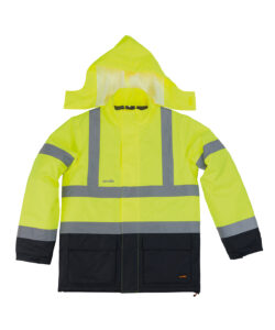 High-visibility waterproof jacket Yellow/Navy