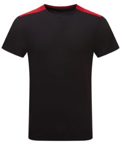 TriDri® contrast performance t-shirt Black/Fire Red