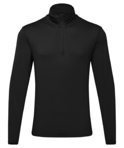 Men's TriDri® recycled long sleeve brushed back ¼ zip Black/Black
