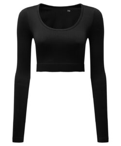 Women's TriDri® ribbed seamless 3D fit" crop top" Black