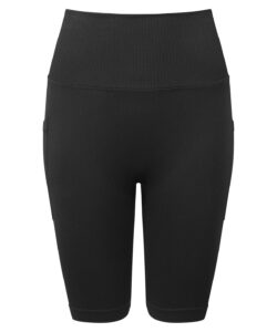 Women's TriDri® ribbed seamless 3D fit" cycle shorts" Black