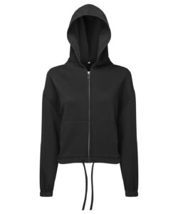 Women's TriDri® recycled cropped oversize full-zip hoodie Black