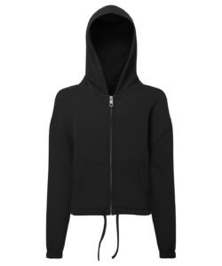 Kids TriDri® recycled cropped oversize full-zip hoodie Black