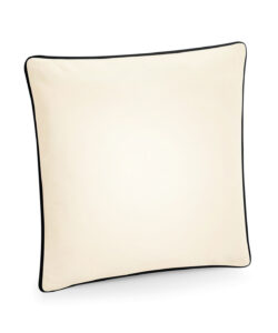 Fairtrade cotton piped cushion cover Natural/Black