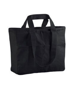 Double-handle cargo pocket tote Black