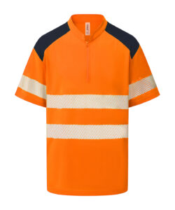 Hi-vis mandarin collar zip neck comfort trim polo (HVJ230) Hivis Orange