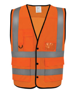 Hi-vis superior open mesh button waistcoat (HVW860) Hivis Orange