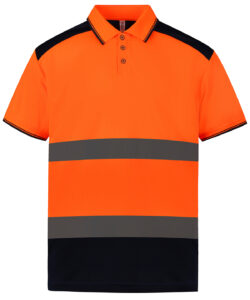 Hi-vis two-tone polo shirt (HVJ220) Orange/Navy