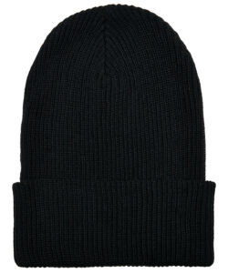 Recycled yarn ribbed knit beanie (1504RY) Black